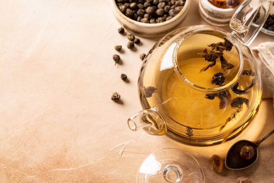 Ceainic din sticlă cu ceai Oolong